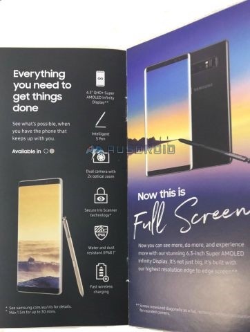 零售材料徹底曝光三星Note8：全面屏+雙攝！