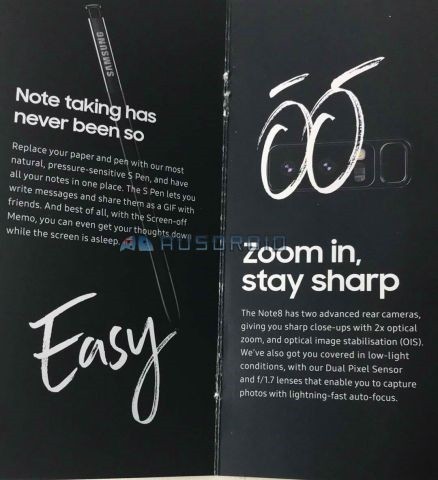 零售材料徹底曝光三星Note8：全面屏+雙攝！
