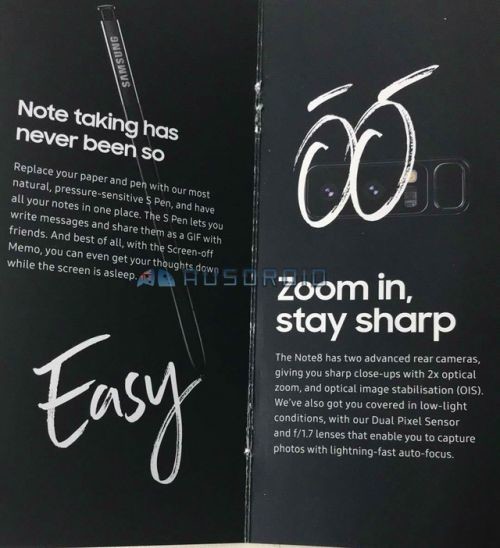 三星Note 8參數(shù)大曝光：6.3英寸全面屏 僅有兩種配色